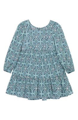 Peek Aren'T You Curious Kids' Leaf Print Long Sleeve Tiered Cotton Dress in Green Print
