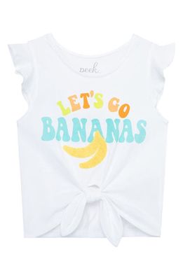 Peek Aren'T You Curious Kids' Let's Go Bananas Cotton Graphic Tie Front T-Shirt in White