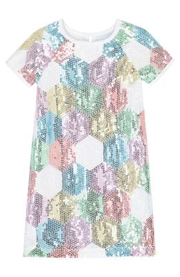 Peek Aren'T You Curious Kids' Patchwork Sequin Dress in White Multi