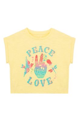 Peek Aren'T You Curious Kids' Peace & Love Cotton Crop Graphic Tee in Light Yellow
