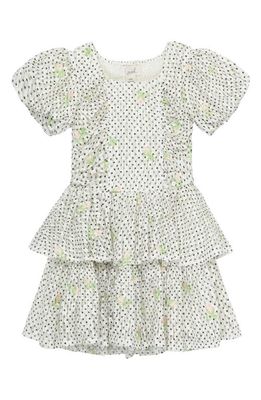 Peek Aren'T You Curious Kids' Polka Dot Embroidered Tiered Dress in Off-White