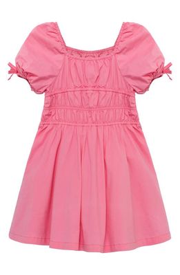 Peek Aren'T You Curious Kids' Puff Sleeve Smocked Poplin Babydoll Dress in Pink