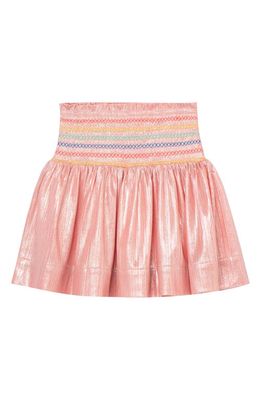 Peek Aren'T You Curious Kids' Shiny Faille Smocked Skirt in Coral