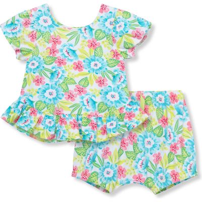 Peek Essentials Floral Print Ruffle Top & Shorts Set