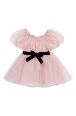 Peek Essentials Puff Sleeve Fit & Flare Dress in Light Pink