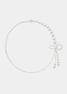 Peggy Rosette Graduated Freshwater Pearl Necklace with Bow