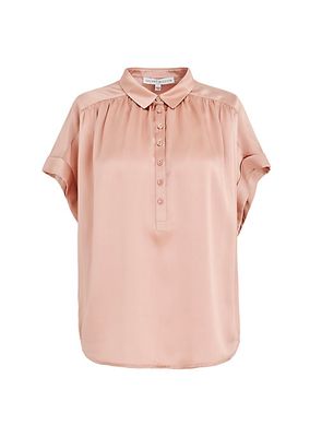 Peggy Short-Sleeve Silk Blouse