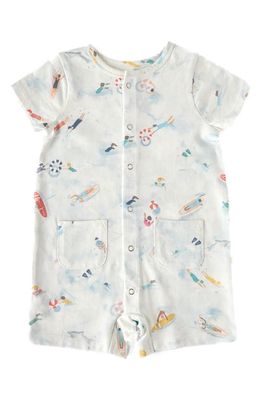 Pehr Beach Print Organic Cotton Romper in Surf 