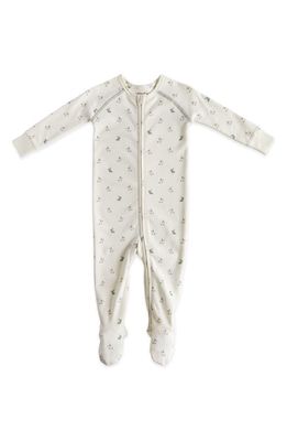 Pehr Hatchlings Zip Fitted One-Piece Organic Cotton Pajamas in Ivory Bunny