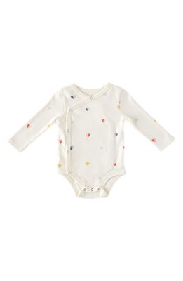 Pehr Heart Print Long Sleeve Organic Cotton Bodysuit in Beige 