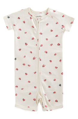 Pehr Lucky Ladybug Print Fitted One-Piece Organic Cotton Short Pajamas in Ivory