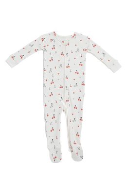 Pehr Mon Cheri Print Fitted One-Piece Organic Cotton Footed Pajamas in Ivory
