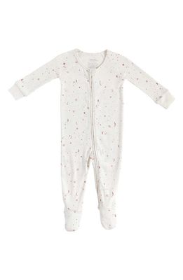 Pehr Stardust Organic Cotton One-Piece Pajamas in White/dark Pink 