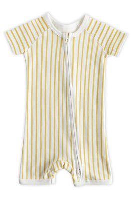 Pehr Stripe Fitted Organic Cotton Romper in Stripes Away Marigold
