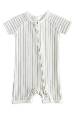 Pehr Stripe Fitted Organic Cotton Romper in Stripes Away Pebble Grey