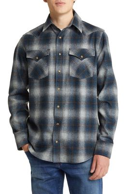 Pendleton Canyon Wool Flannel Button-Up Shirt in Blue/Grey Mix Ombre