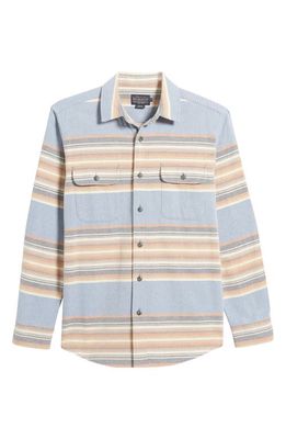Pendleton Deacon Stripe Cotton Chambray Button-Up Shirt in Raptor Peak Brown
