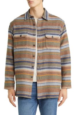 Pendleton Driftwood Stripe Chamois Button-Up Shirt in Trail Stripe