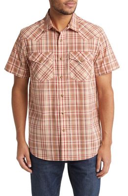 Pendleton Frontier Short Sleeve Button-Up Shirt in Rust/Ivory Plaid
