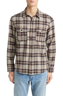 Pendleton Harrison Plaid Wool Button-Up Shirt in Brown/Grey Plaid
