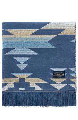 Pendleton Hill Springs Fringe Cotton Throw Blanket in Blue Tones