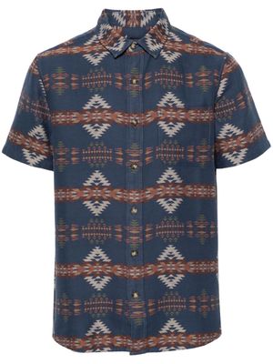 Pendleton motif-embroidered cotton shirt - Blue