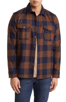Pendleton Scout Check Wool Flannel Button-Up Shirt in Blue/Orange Mix Check
