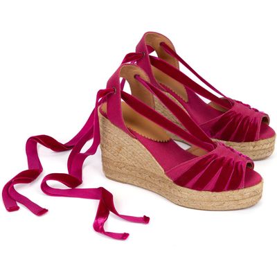 Penelope Chilvers Catalina Dali Espadrille Wedge in Cherry/Cherry