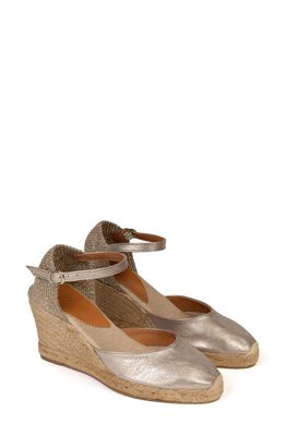 Penelope Chilvers Metallic Espadrille Wedge in Pewter