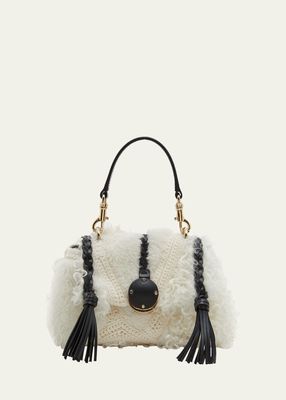 Penelope Crochet Shearling Top-Handle Bag