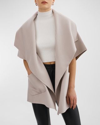 Penelope Open-Front Double Face Wool-Blend Coat