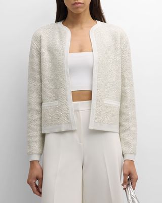 Penelope Open-Front Sequin Sweater
