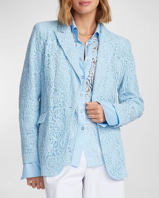 Penelope Single-Button Floral Lace Jacket