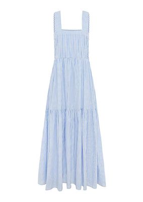 Penelope Striped Cotton Voile Tiered Maxi