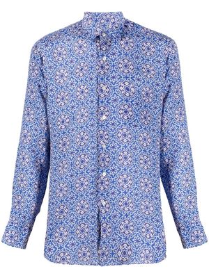 PENINSULA SWIMWEAR abstract-print linen shirt - Blue