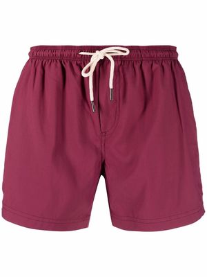 PENINSULA SWIMWEAR contrast-pocket drawstring-waist swim shorts - Red