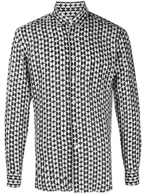 PENINSULA SWIMWEAR geometric-print long-sleeve shirt - Black
