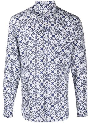 PENINSULA SWIMWEAR geometric-print long-sleeve shirt - White