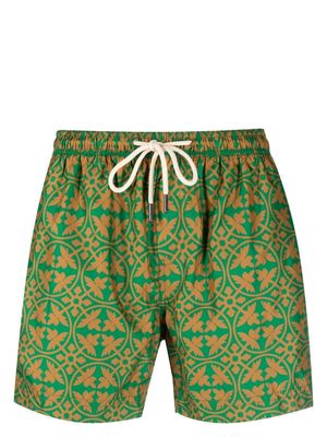 PENINSULA SWIMWEAR geometric-print swim shorts - Green