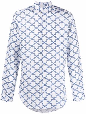 PENINSULA SWIMWEAR pattern-print linen shirt - White