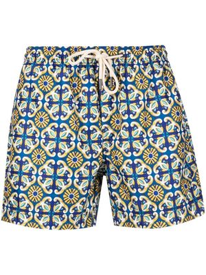 PENINSULA SWIMWEAR tile-print swim shorts - Blue