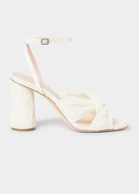 Penny Pleated Knot Ankle-Strap Sandals