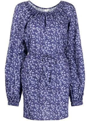 peony floral-print long-sleeve dress - Purple