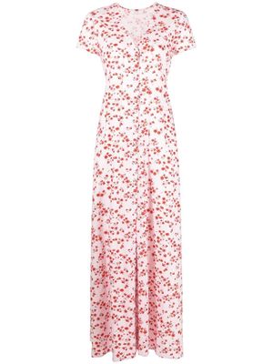 peony floral-print V-neck maxi dress - Pink