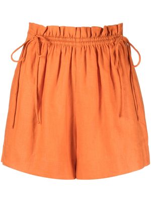 peony high-waisted linen shorts - Orange
