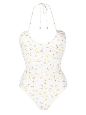 peony peony ruched swimsuit - White