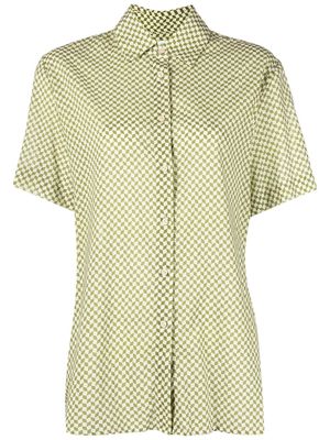 peony Weekend checkerboard print short-sleeve shirt - Green