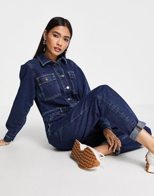People Tree cotton denim utility boilersuit-Navy