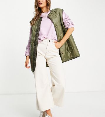 People Tree cotton wide leg pants with pink contrast stitch - part of a set-Neutral