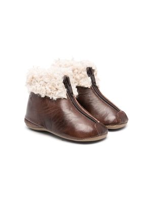 Pèpè faux-shearling leather boots - Brown